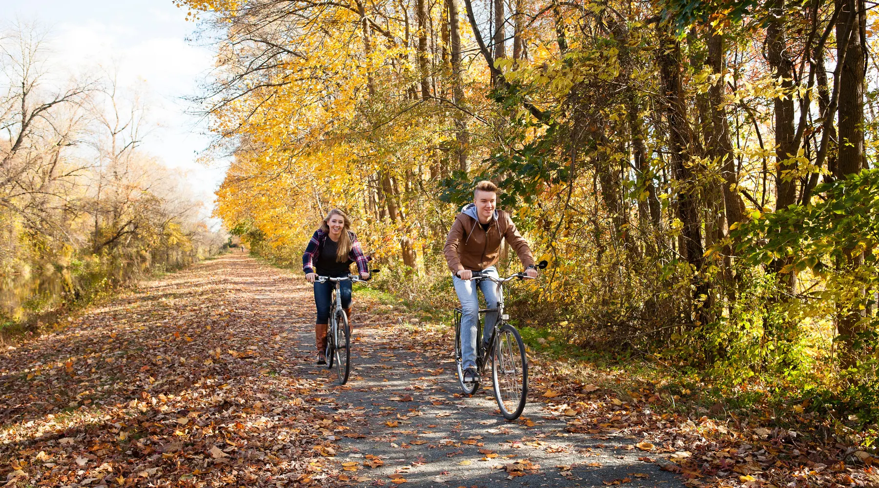 Fietsen tijdens de herfst