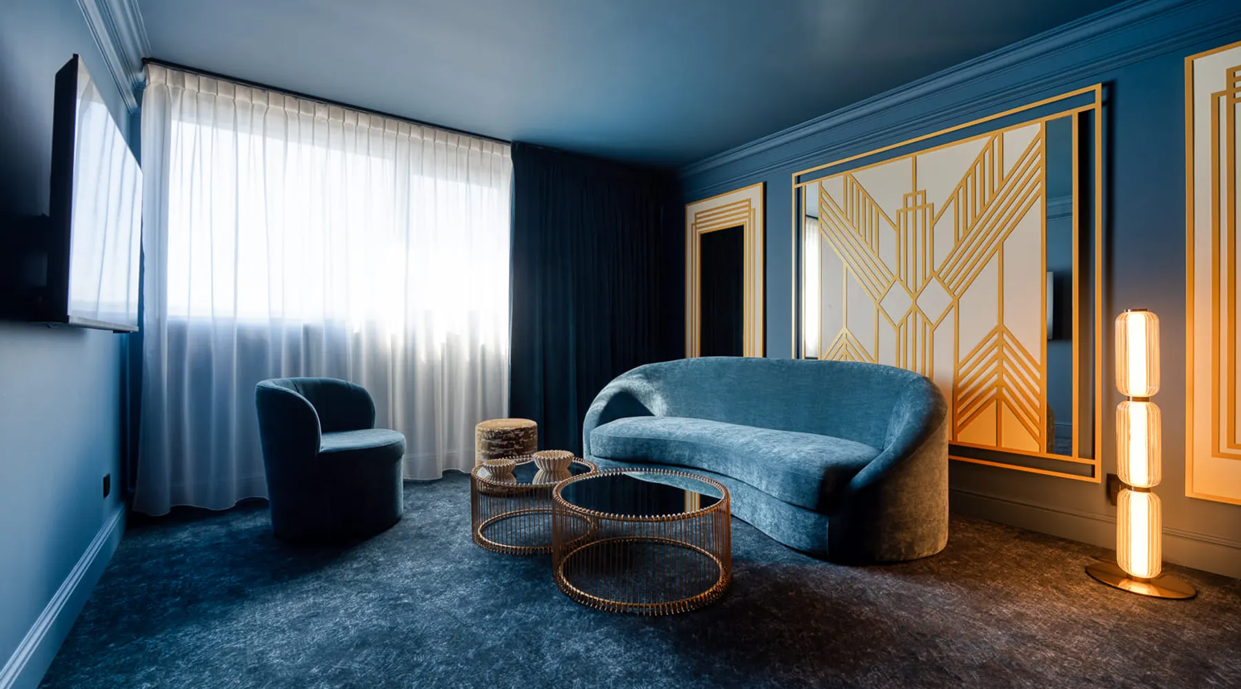 espace salon Suite Gatsby hôtel à Liège