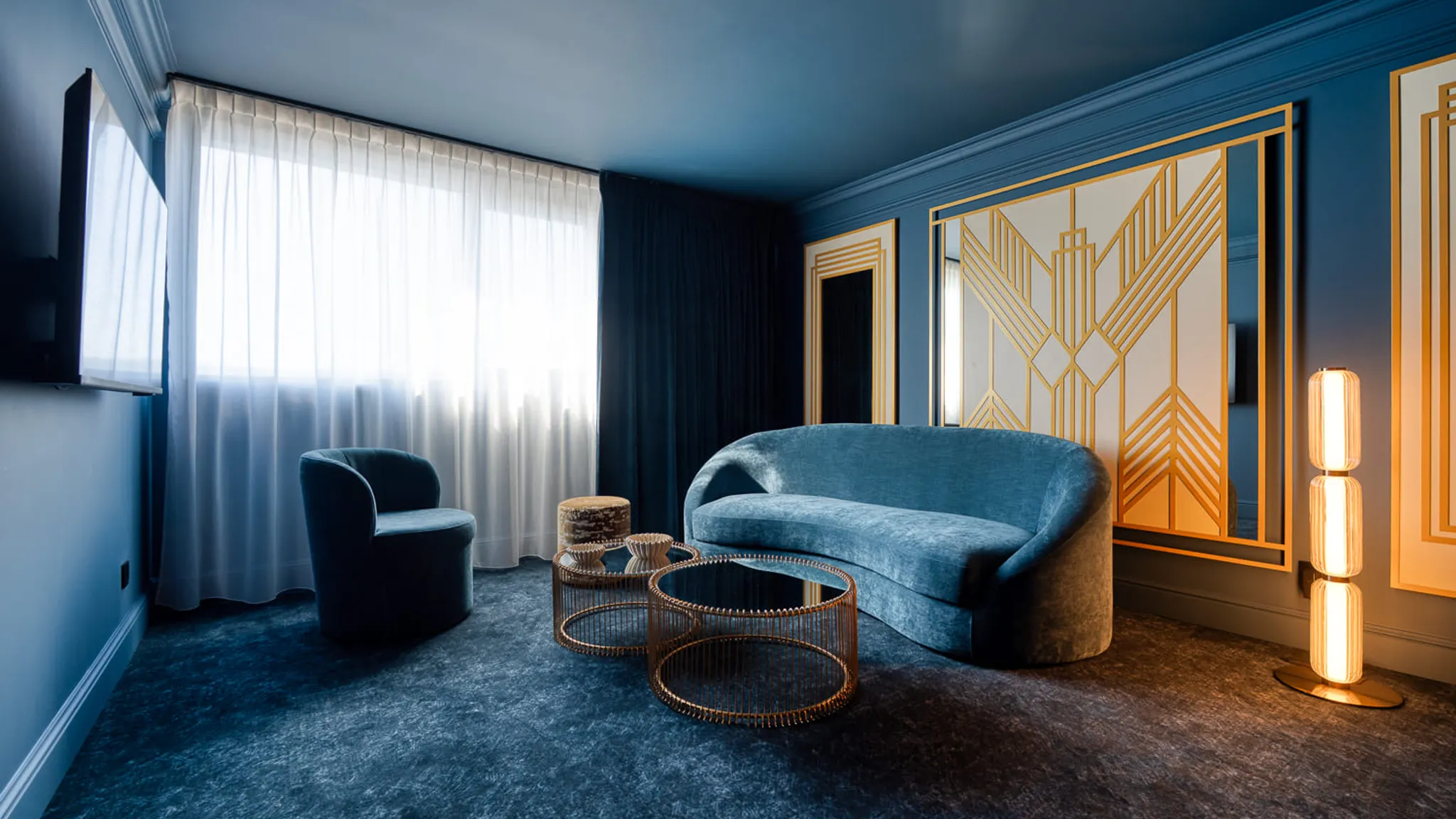 espace salon Suite Gatsby hôtel à Liège