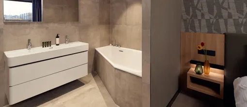 Jacuzzi dans la salle de bains de la chambre supérieure de l'hôtel Van der Valk Gorinchem-A27