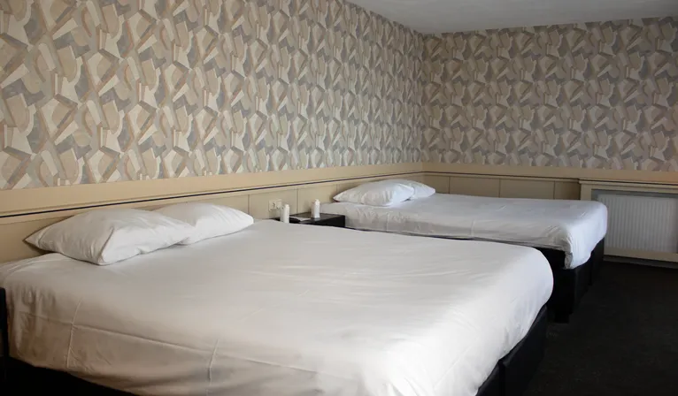 Comfort hotelkamer met twee tweepersoonsbedden, ideaal voor gezinnen of een verblijf met meerdere personen