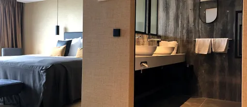 Junior Suite Loft bathroom and bedroom