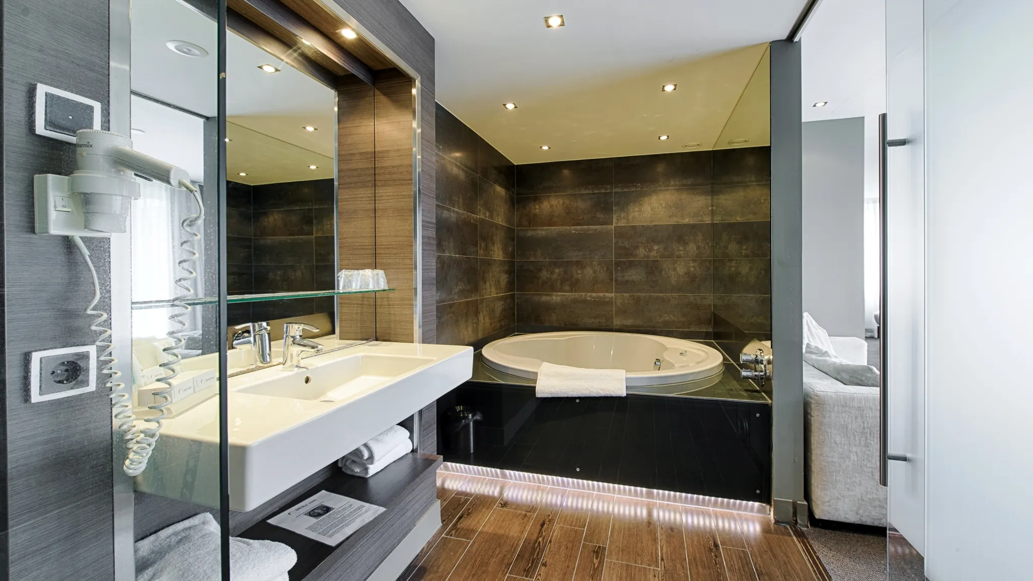 luxurious family room with jacuzzi