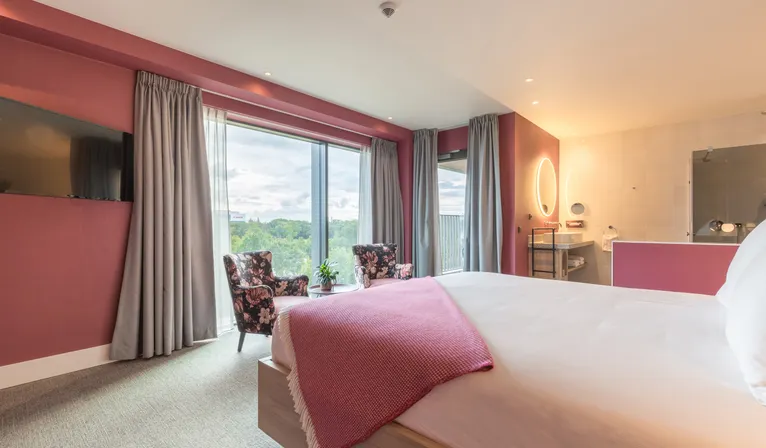 Superior room with shower, bath and balcony